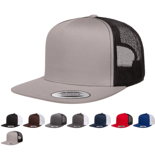 Yupoong 6006T Classic Flat Bill, Snapback Trucker Hat